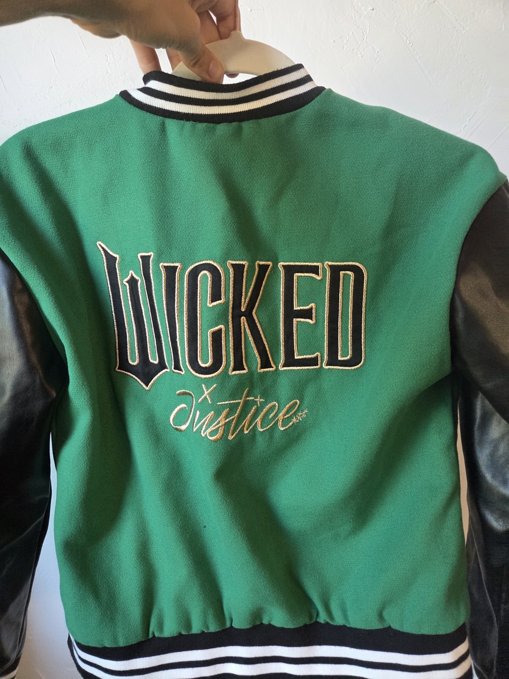 Wicked x Justice Green & Black Varsity Jacket for Kids